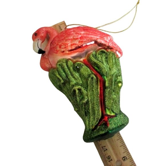 Flamingo Bird Glass Christmas Ornament Decoration - Picture 4 of 6